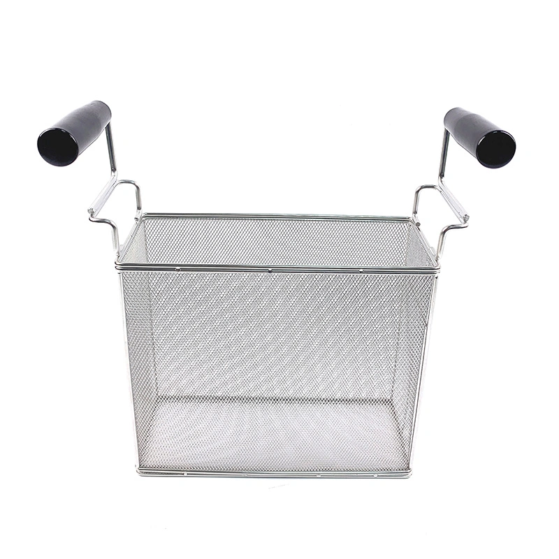 Stainless Steel Deep Fryer Basket with Two Wood Handles for Kitchen Equipment