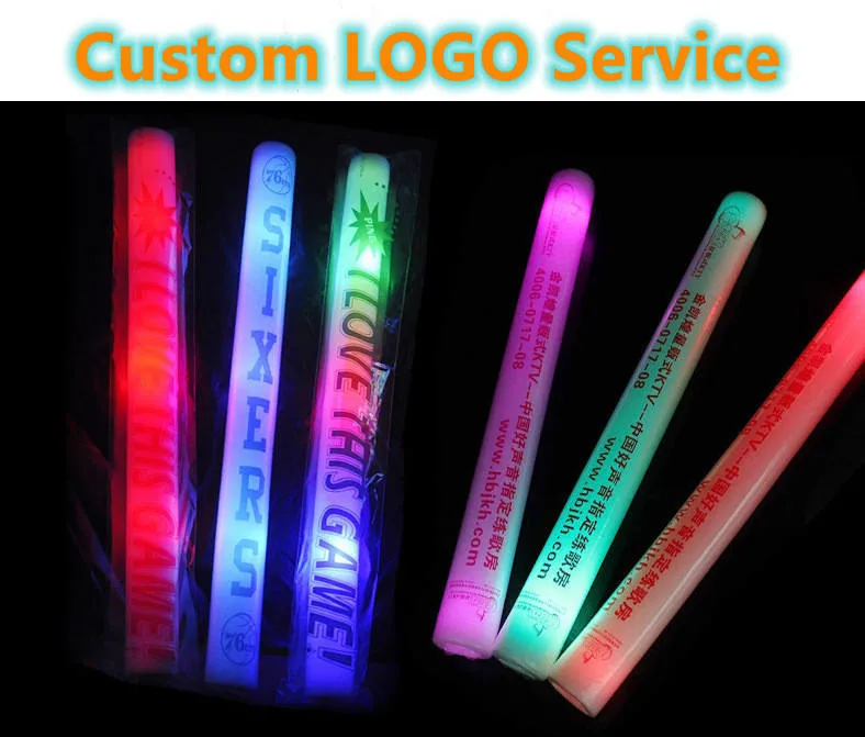 Customization Promotion 48cm Party Wedding Concert Glow in Dark Stick Flashing Cheering Rave Batons LED Flashing Toy Foam Stick