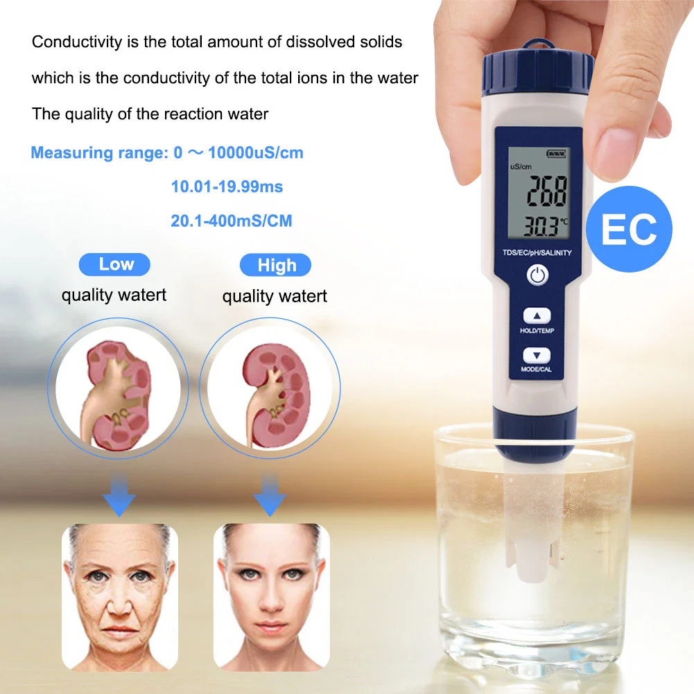 Multifunction 5 in 1 pH TDS Ec Salinity Temp. Water Quality Tester Meter