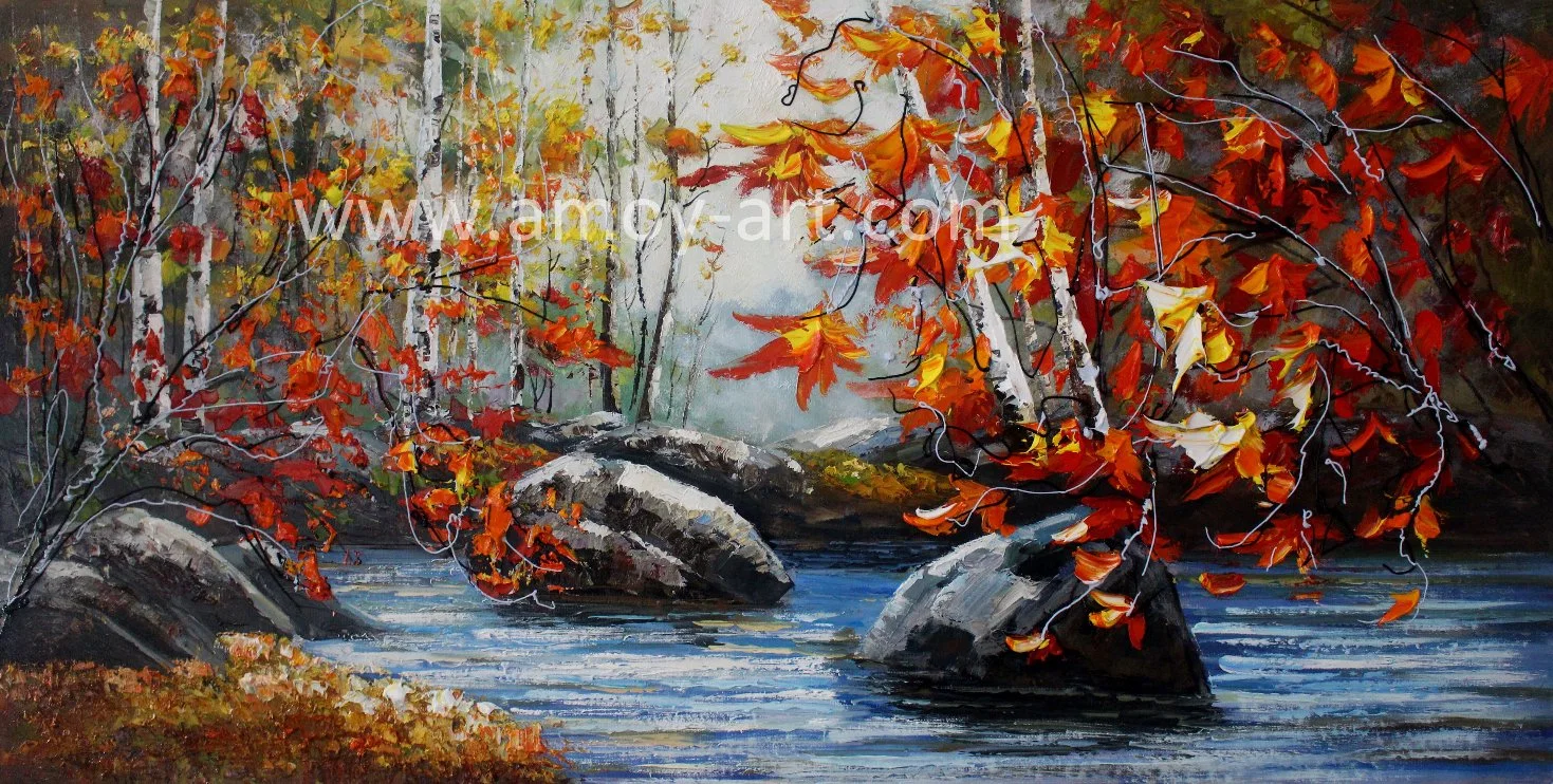Handmade paysage canadien des forêts de la peinture d'huile pour la décoration murale