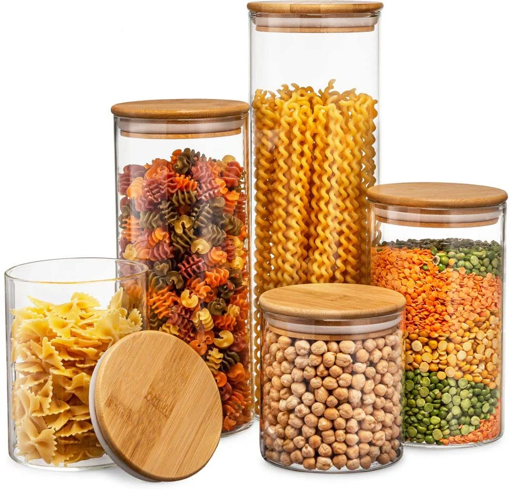 Wholesale/Supplier Food Storage Glass Jars with Wooden Bamboo Lid