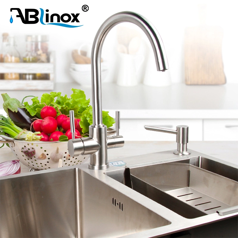 Ablinox Factory Direct Precision Casting cuisine Accessoires bassin d'eau inoxydable Robinet-robinet mélangeur pour évier à poignée simple, douche en acier