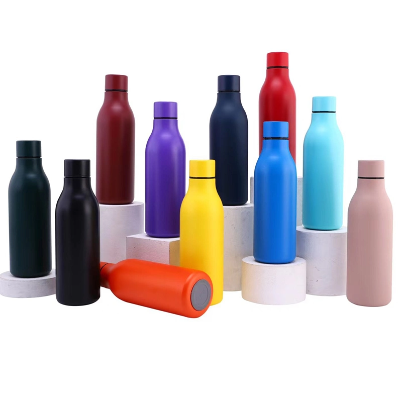 Venta caliente 500ml de vacío de acero inoxidable recubierto de polvo de la botella de matraz negocios Viajes Deportes de la Copa Glitter de botellas de agua