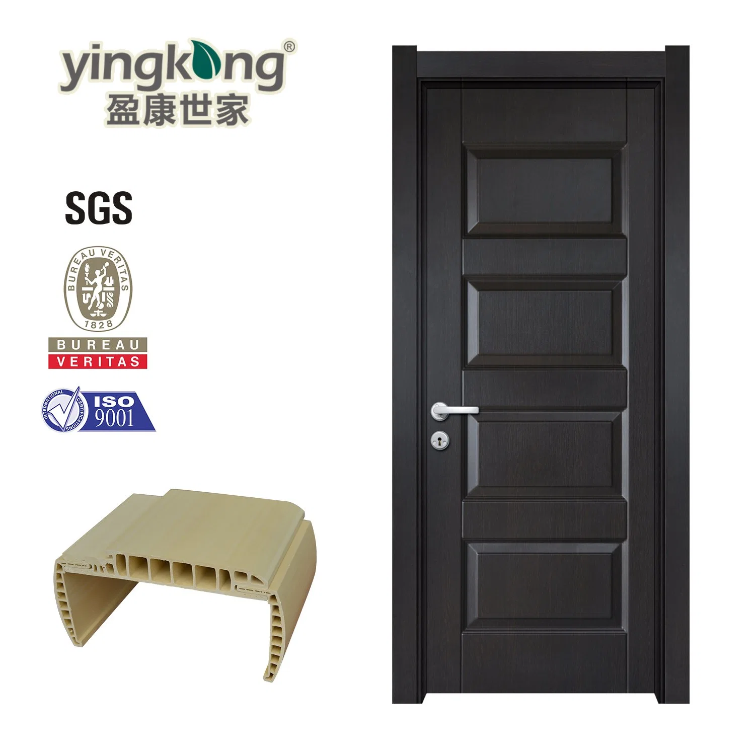 Eco-Friendly Bathroom Door Waterproof WPC Door with WPC Door Frame for Iraq Market