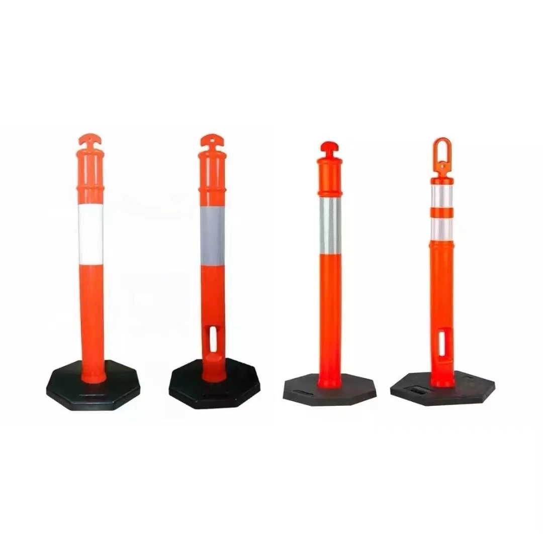 Effective 8kg Rubber Base Red Recycled Plastic Traffic Flexible Bollards for Safety Warning