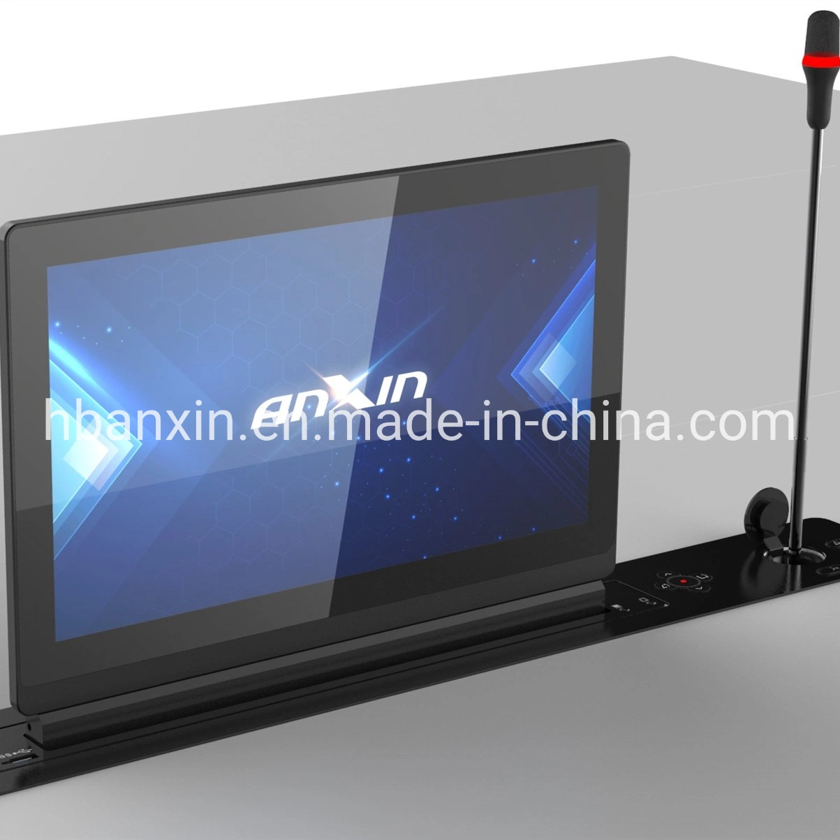 Anxin Slim LCD Monitor Screen Motorized Lift with Microphone and Conference Audio System