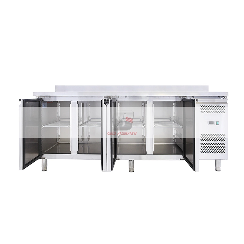 Stainless Steel Commercial Kitchen Equipment 3 Door Freezer Gn Counter with Backsplash