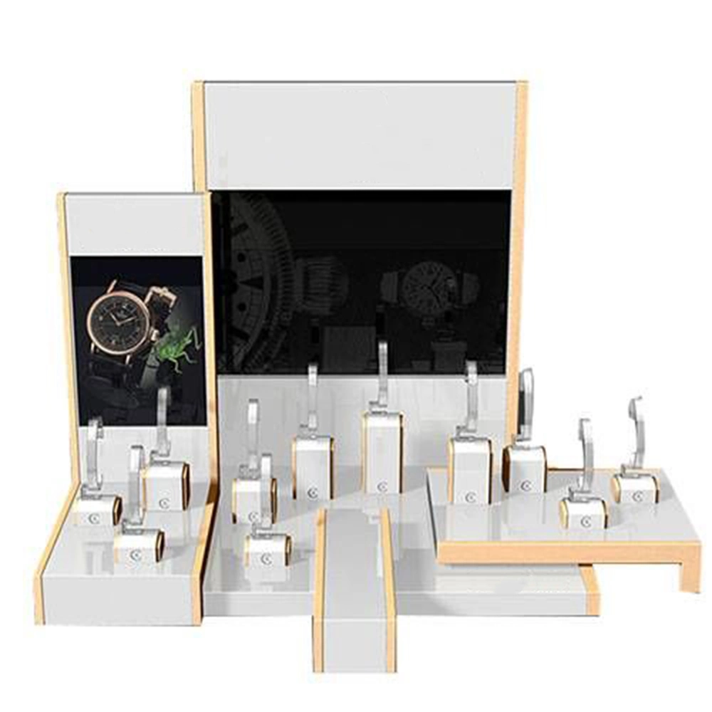 Custom Jewelry Glass Showcase Leather Watch Display Desktop Luxury Watch Display Wrist Watch Display Stand Smart Watch Display Countertop Display Rack