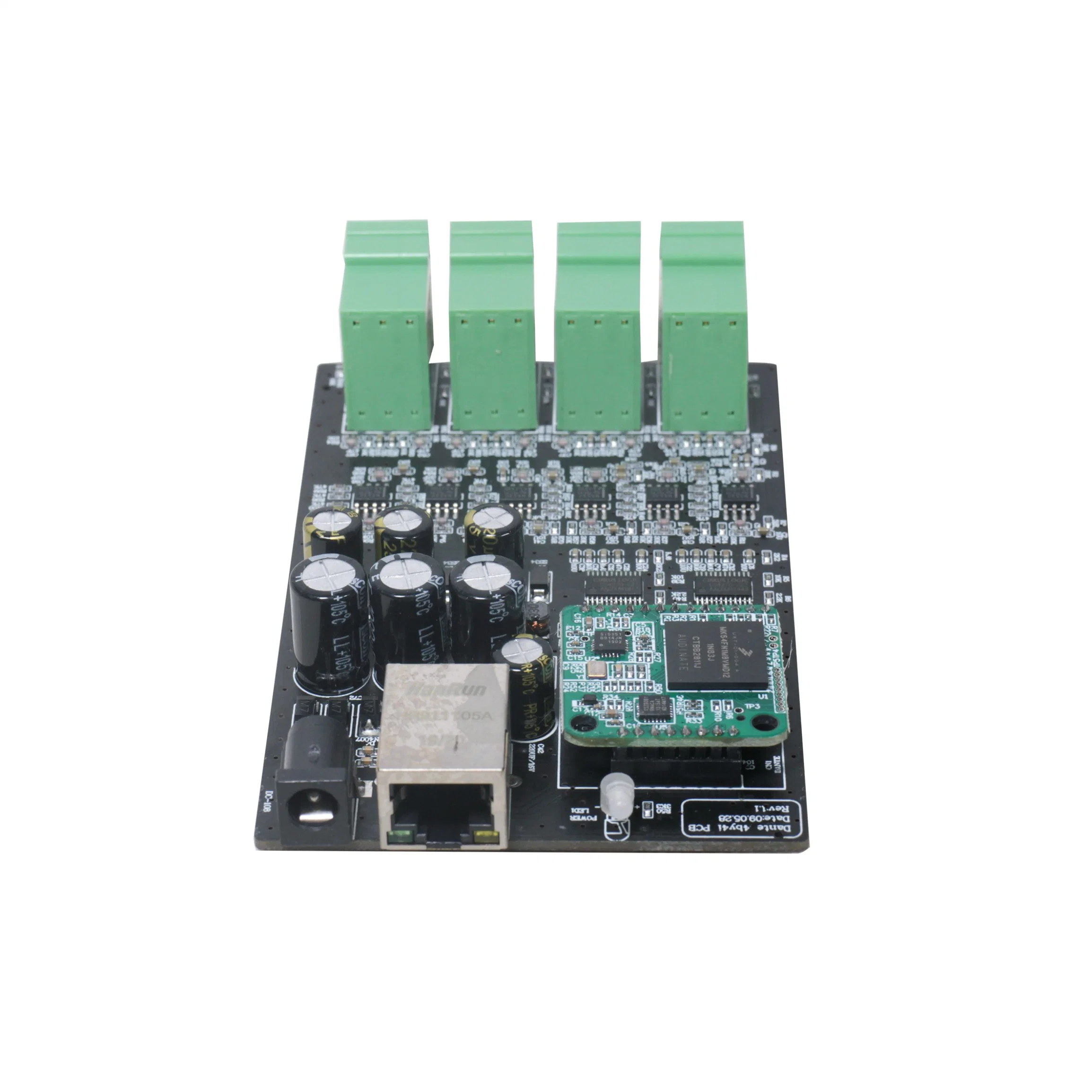 Placa PCB de interface de 4 em 4 de rede Dante com Conector Phoenix e conector Cat5/6