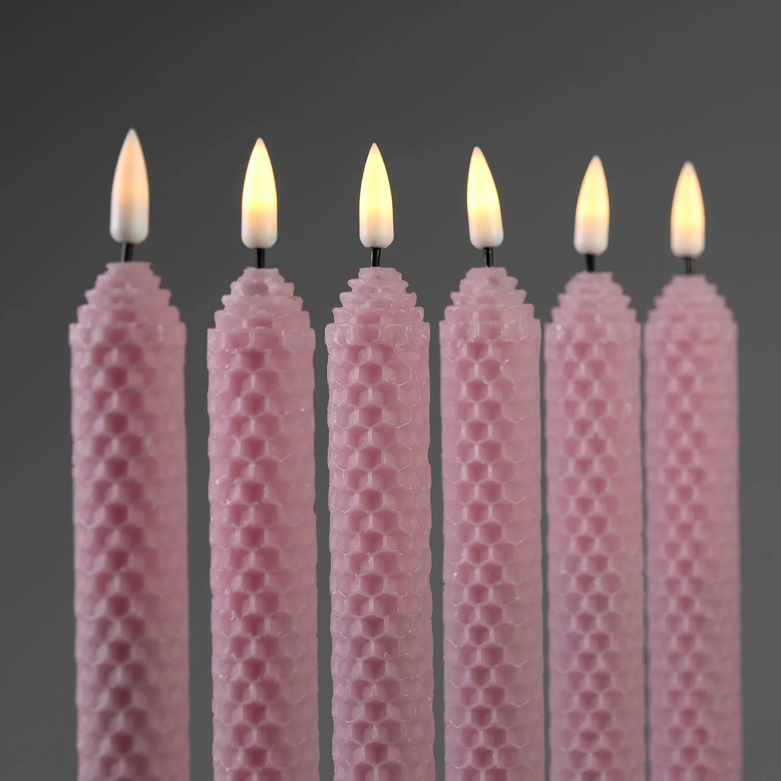 Battery Operated Paraffin Wax Light 10 Key Remote Control Pink Honeycomb LED Taper Candle