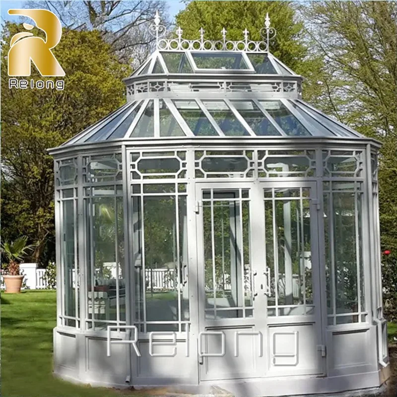 Exterior exquisita Glasshouse Blanco Gazebo de hierro forjado Sunroom