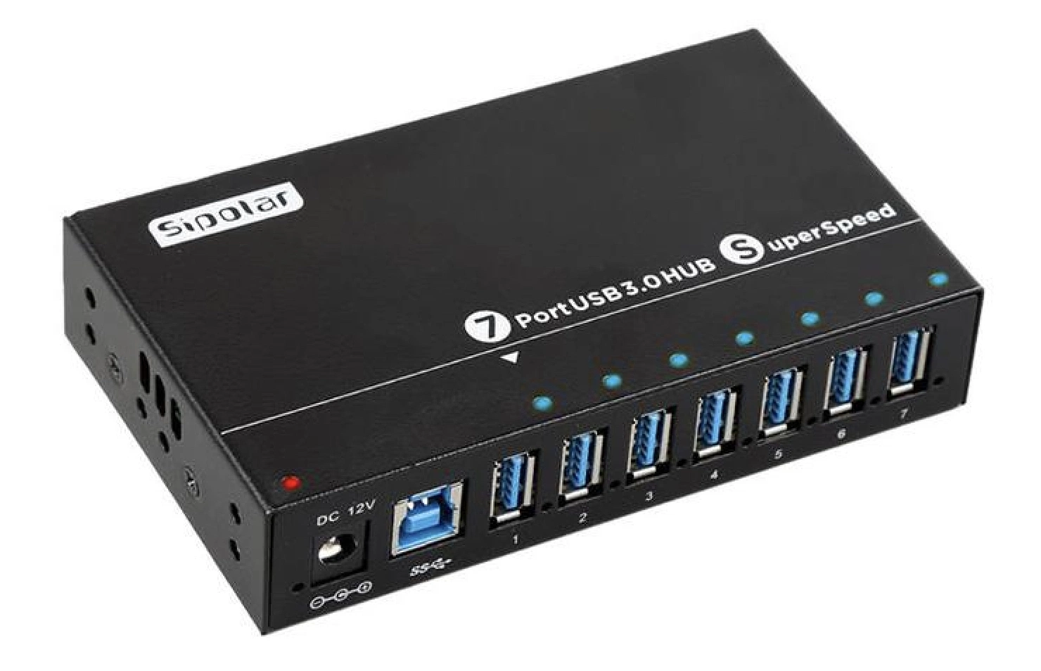 Hub de expansión industrial de alta velocidad de interfaz múltiple de ordenador USB3,0 de 7 puertos