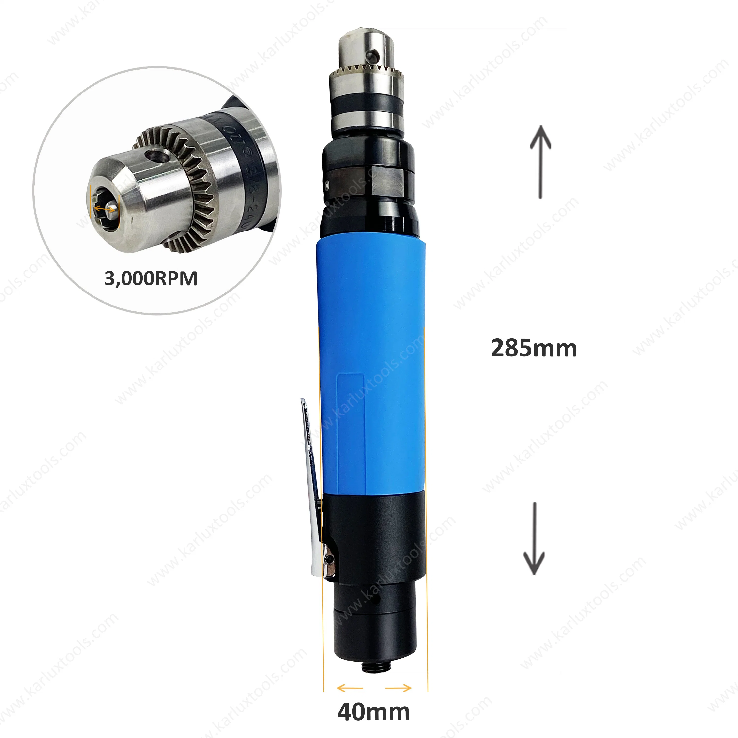 3, 000rpm 1.0HP Ultra-Low Noise Hand Drill Industrial Pneumatic Air Straight Drill with Chuck 3/8''