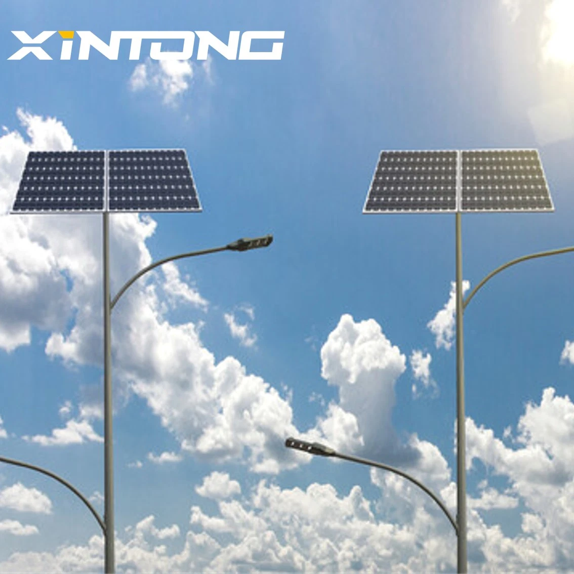IP65 High Brightness Power Waterproof Outdoor Road Energy Saving LED Solar Panel Street Lamp with Pole