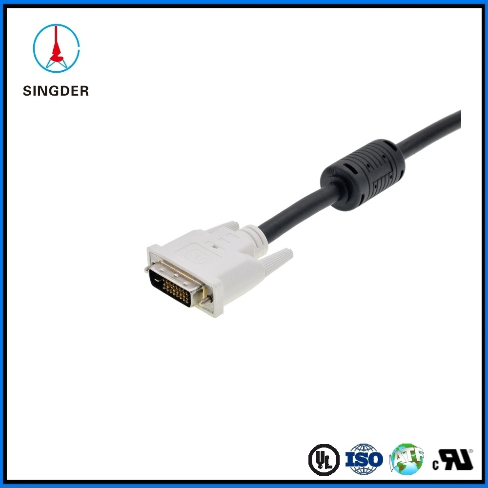 Black Monitor VGA Multimedia Cable DVI to DVI Video Audio HDMI Tinned Round Cable