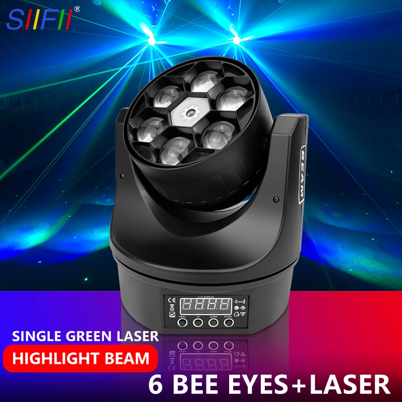 High Quality LED 6*12W Beam Head Bee Eyes Smart Beam Moving Head with Laser Disco KTV Stage Lighting DJ Equipment