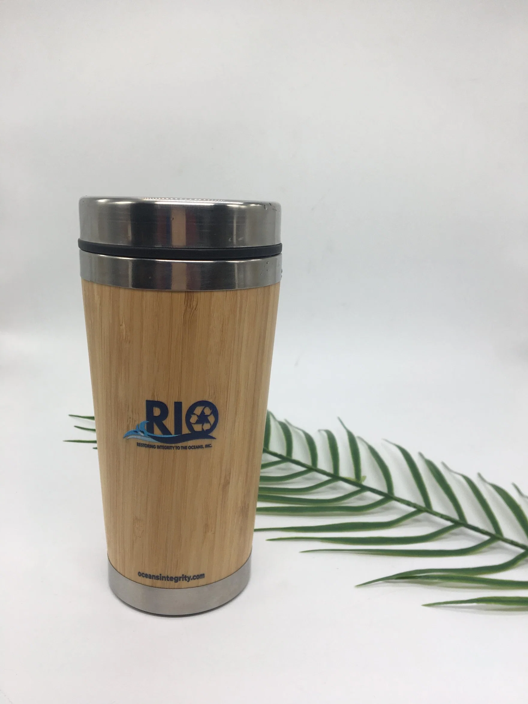 Travel Insulated Coffee Cup Stainless Steel Bamboo Mug with Lid