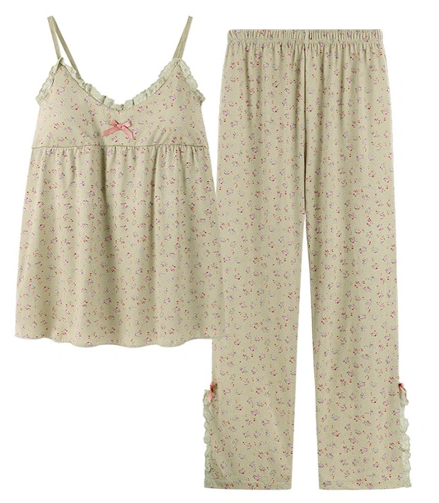 Pajamas Pyjamas Home Textile Clothing Clothes Cami and Pants Set Sleepwear for Ladies Spring Summer Wholesale/Supplier