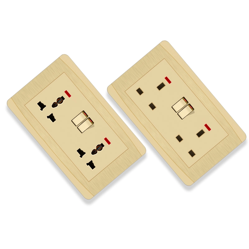 L1.5 Saso Brushed Gold PC USB Ports Spray Painted Wall Switch Modern Brass Light Switches