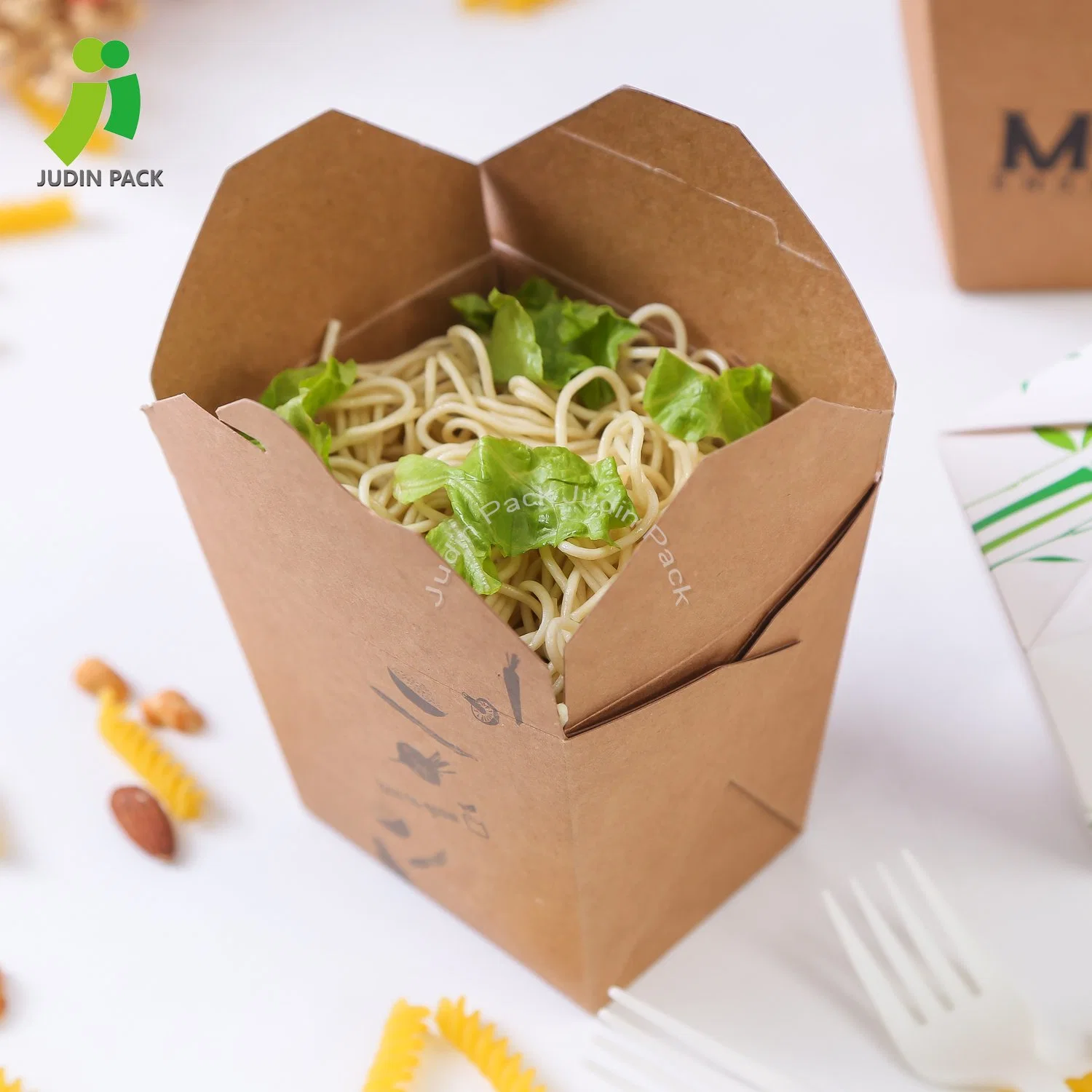 Customized Disposal and Recycle Brown Kraft Paper Noodle Boxsuitable for Restaurant Takeout, Packing, Holiday Parties, School Meals, Cake Room