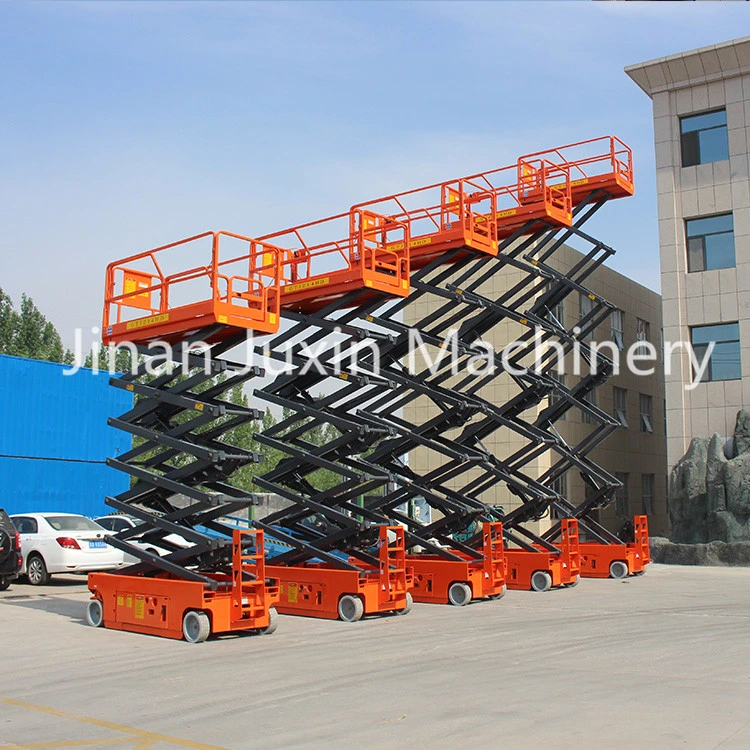 8m Height 300kg Capacity Self Auto Moving Scissor Lift Platform with Diesel Engine or Battery Operate