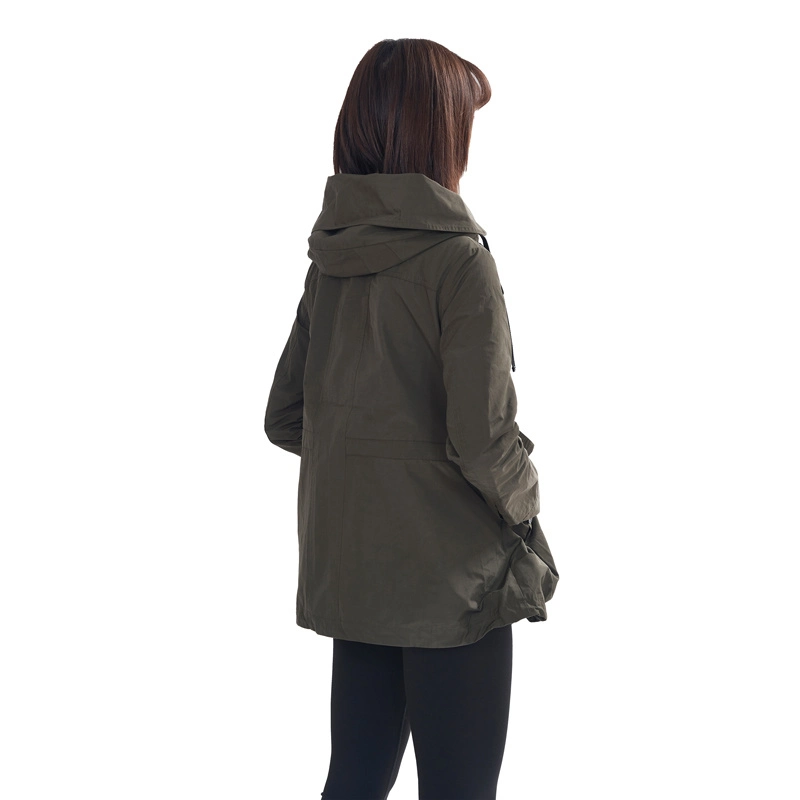 Spring and Autumn Women's Windproof Army Green Windbreaker Coat