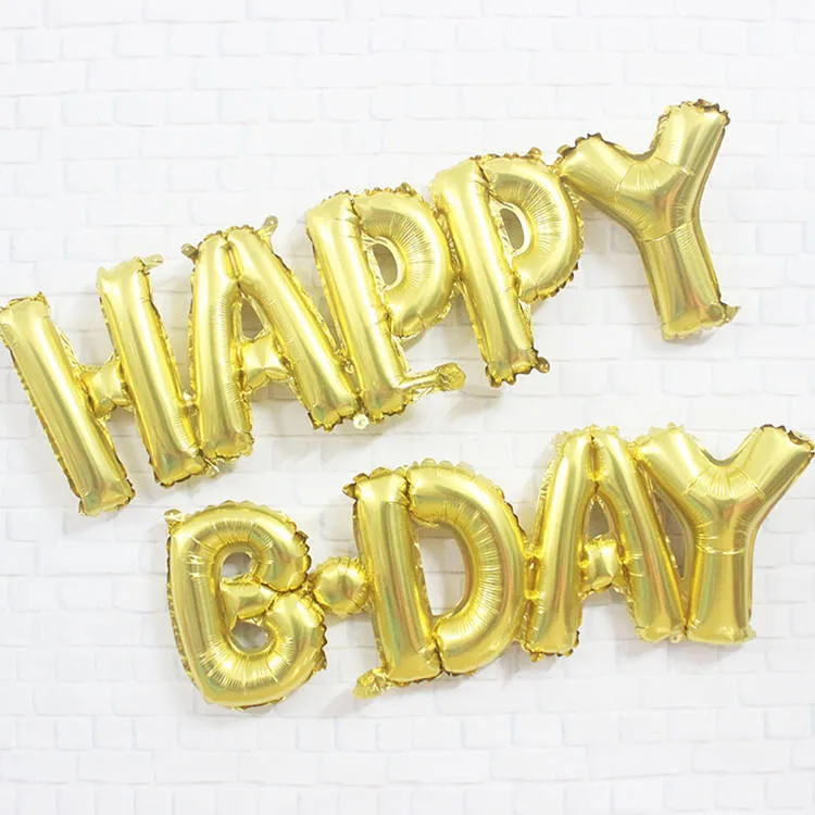 New Happy B. Day Birthday Party Decoration Aluminum Film Letter Balloon Set Party Decoration 16 Inch Foil Balloon