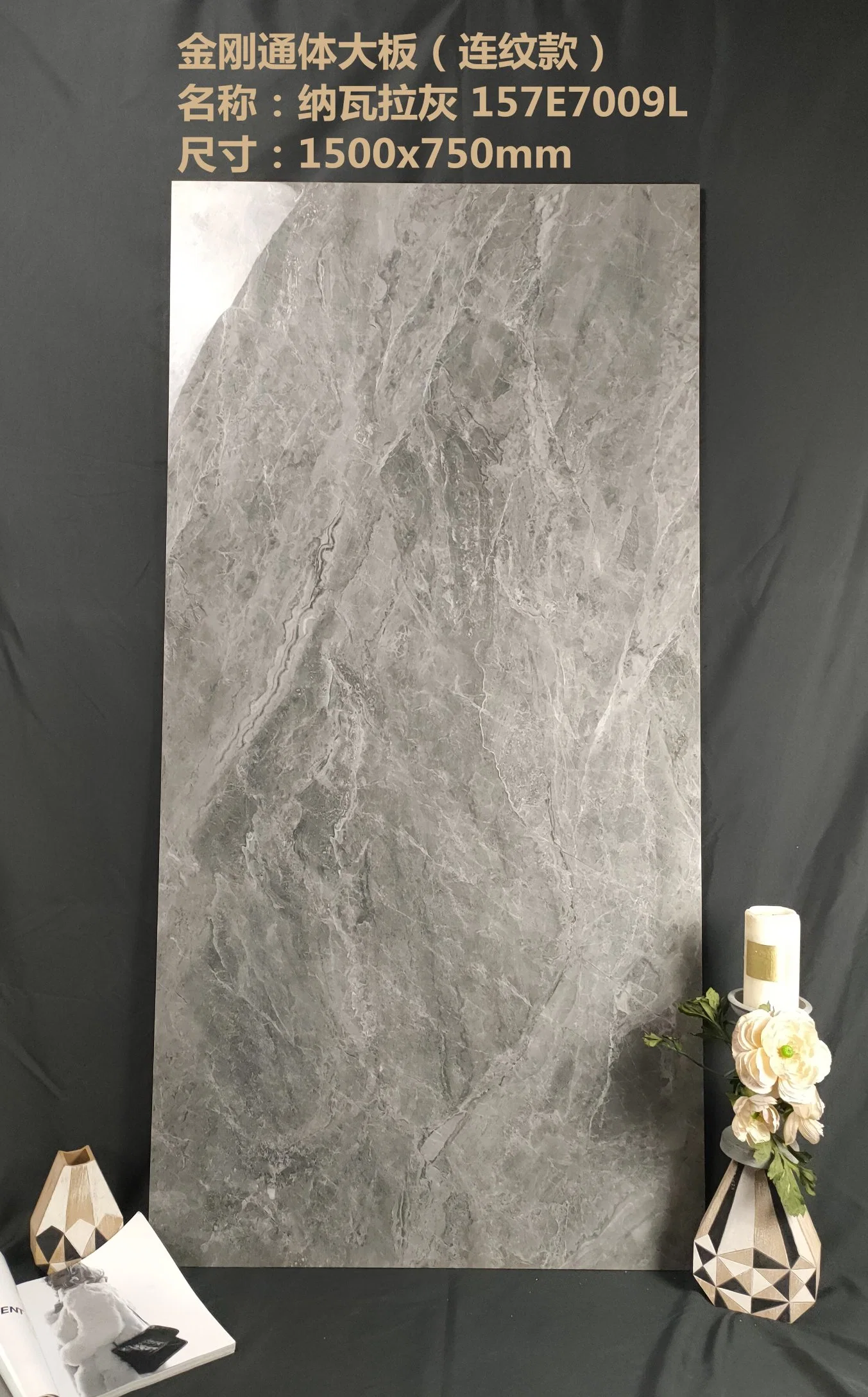 750*1500 мм серым мрамором с нетерпением полированного стекла фарфором полом фарфора плитки для гостиной ванная комната