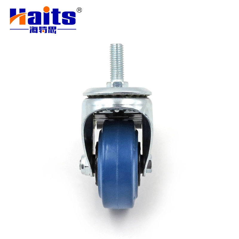 65/75/100mm Blue Threaded Type Stem Rubber Caster Wheel