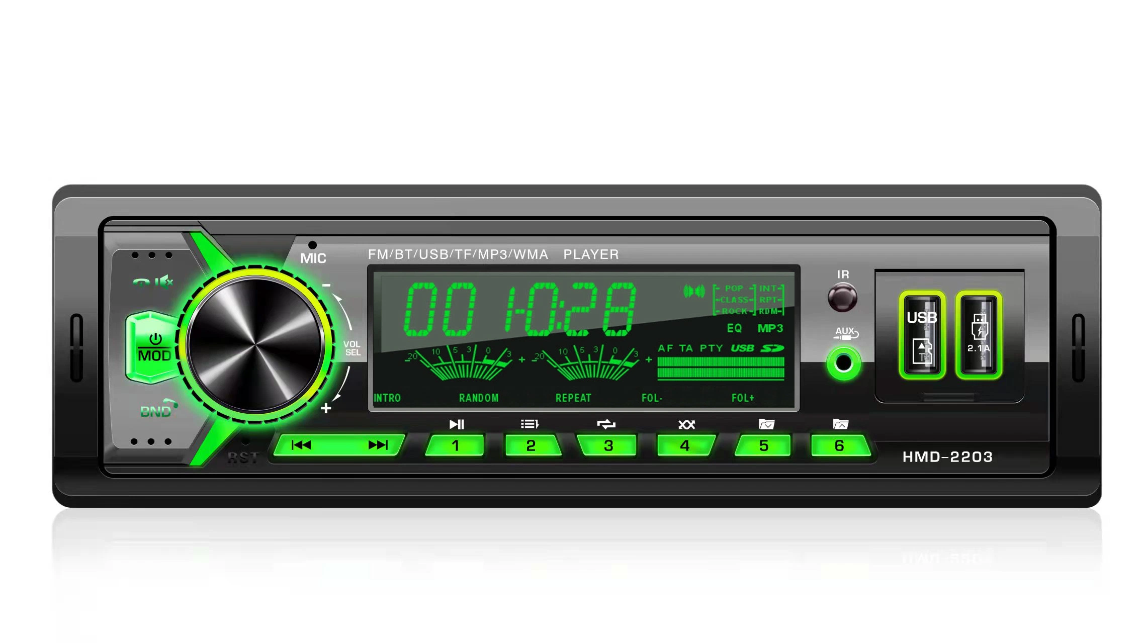 مشغل MP3 استريو للسيارة متعدد الألوان مع صوت السيارة Aux منفذ USB SD