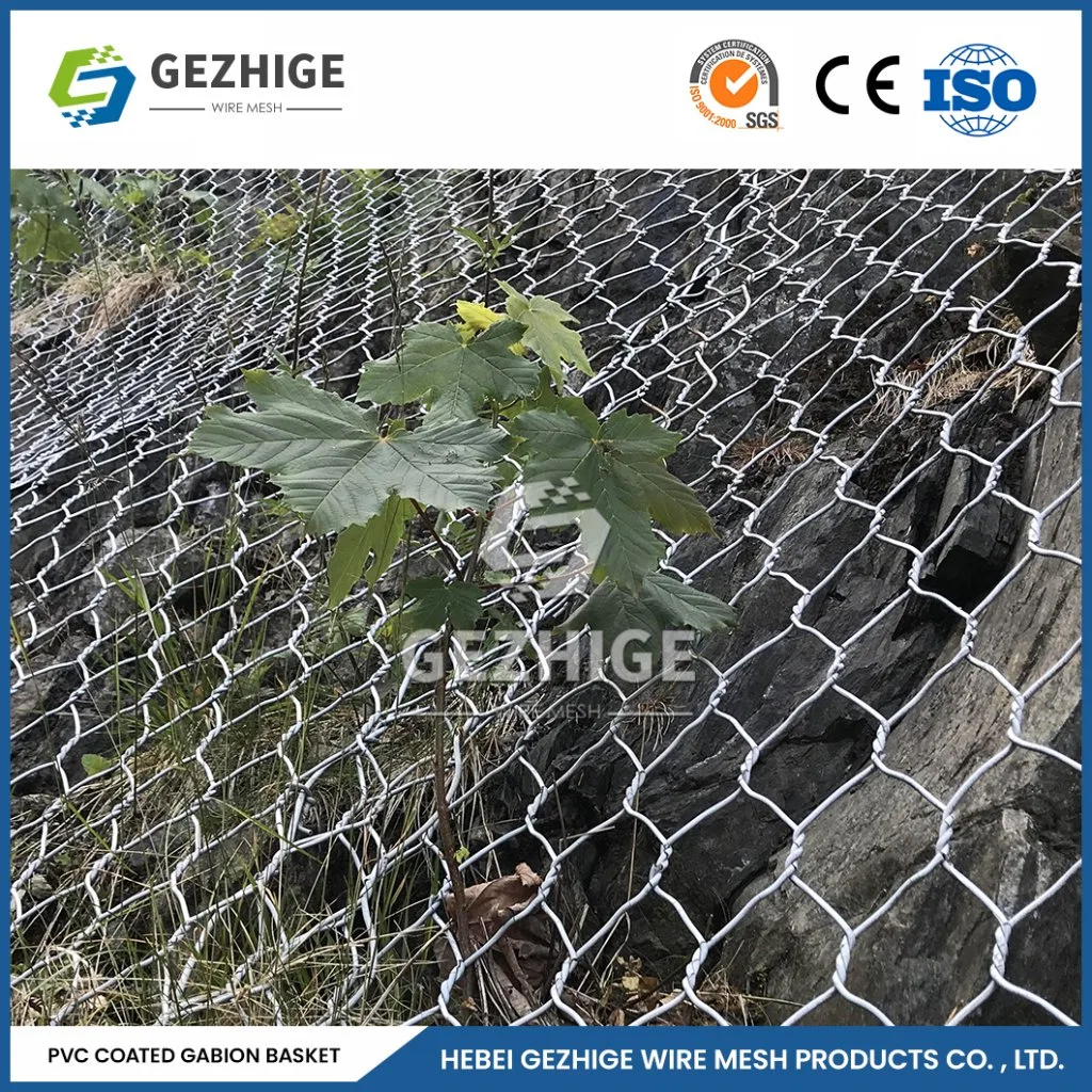 Gezhige 60X80 mm Round Gabion Baskets Suppliers 3.0-4.0mm Selvedge Wire Thickness Green PVC Gabion China 2.0*0.5*0.5 M Galvanized Hexagon Gabion Mesh