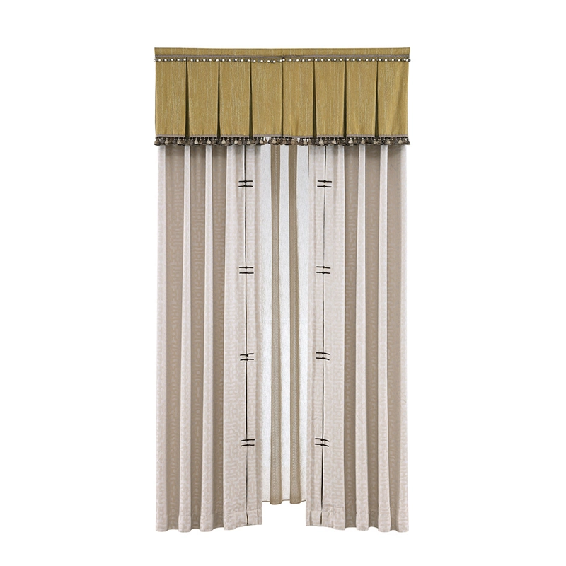 Hot Selling Luxury European Window Sheer Living Room Curtains with Valance Beads Attached