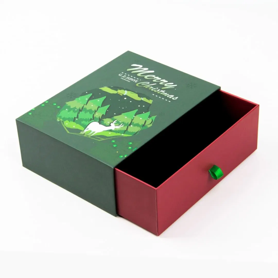 Christmas Drawer Gift Paper Box Packaging with Custom Print and Logo