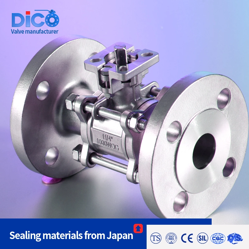 Dico API CE ISO Ts DIN Stainless Steel SS304 /316 3PC Flange Floating Ball Valve