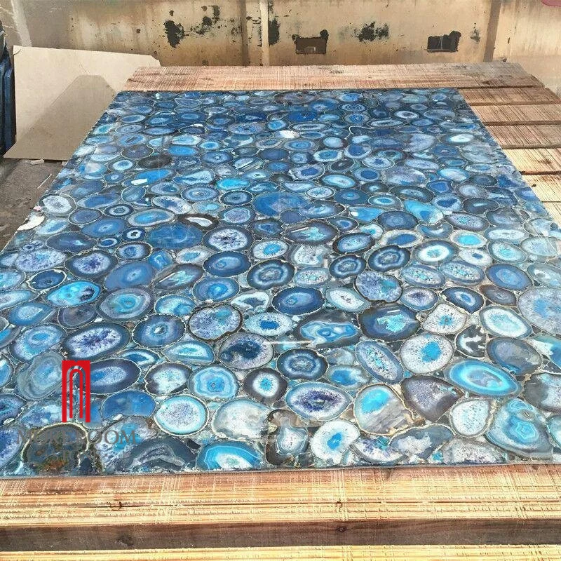 Blue Marble Onyx caractéristique d'Agate parois translucides de prix de la dalle