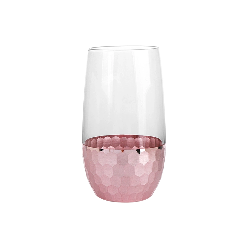 Luxury Glass Cup with E-Plating Honeycomb Water Drinking Glassware