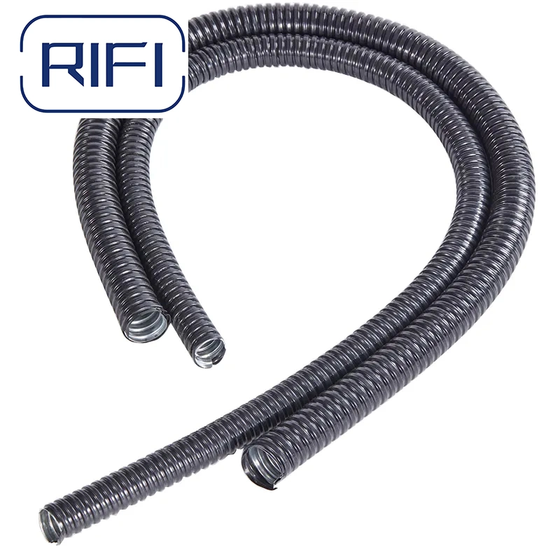 Conduit de câble flexible métallique recouvert de plastique flexible de tuyau métallique noir Tuyaux flexibles en métal raccords de conduits électriques