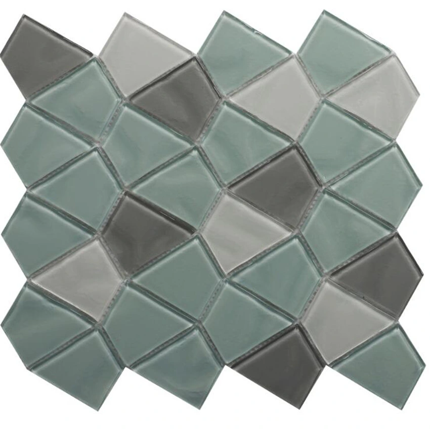 84p300*300 Metal Tile Strip Glass Mosaic for Lobby Wall