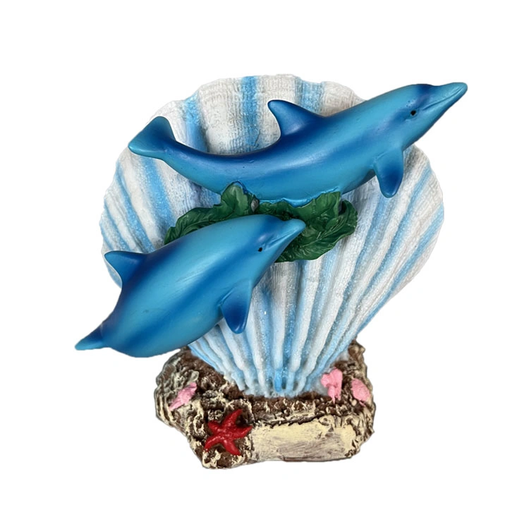 Factory Wholesale/Supplier Beach Souvenir Gift Dolphin Statue Resin Clock for Home Decor