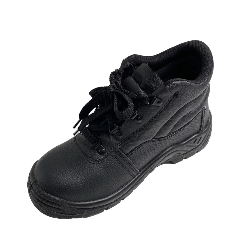 Calçado de segurança em aço de corte alto calçado de segurança em pele preta Sapatilhas