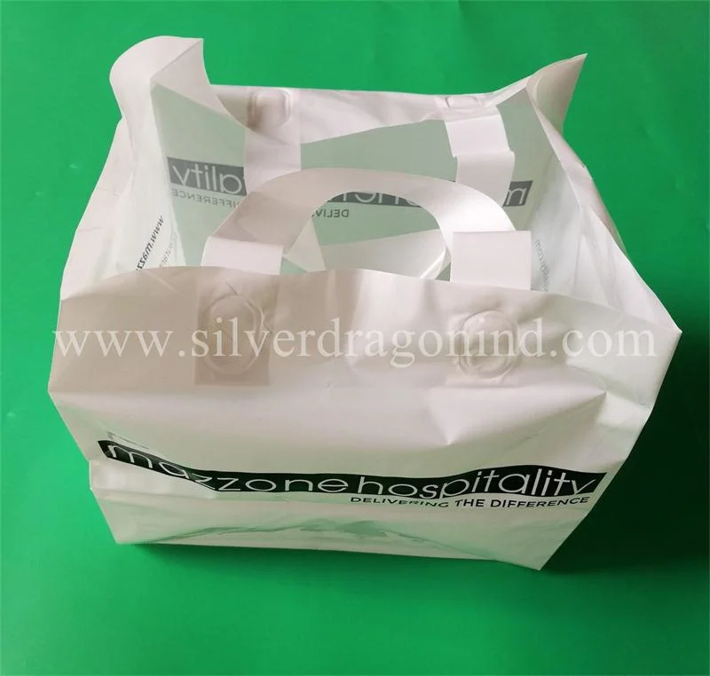 Custom Printed Food Delivery Bag, Square Bottom Plastic Bag