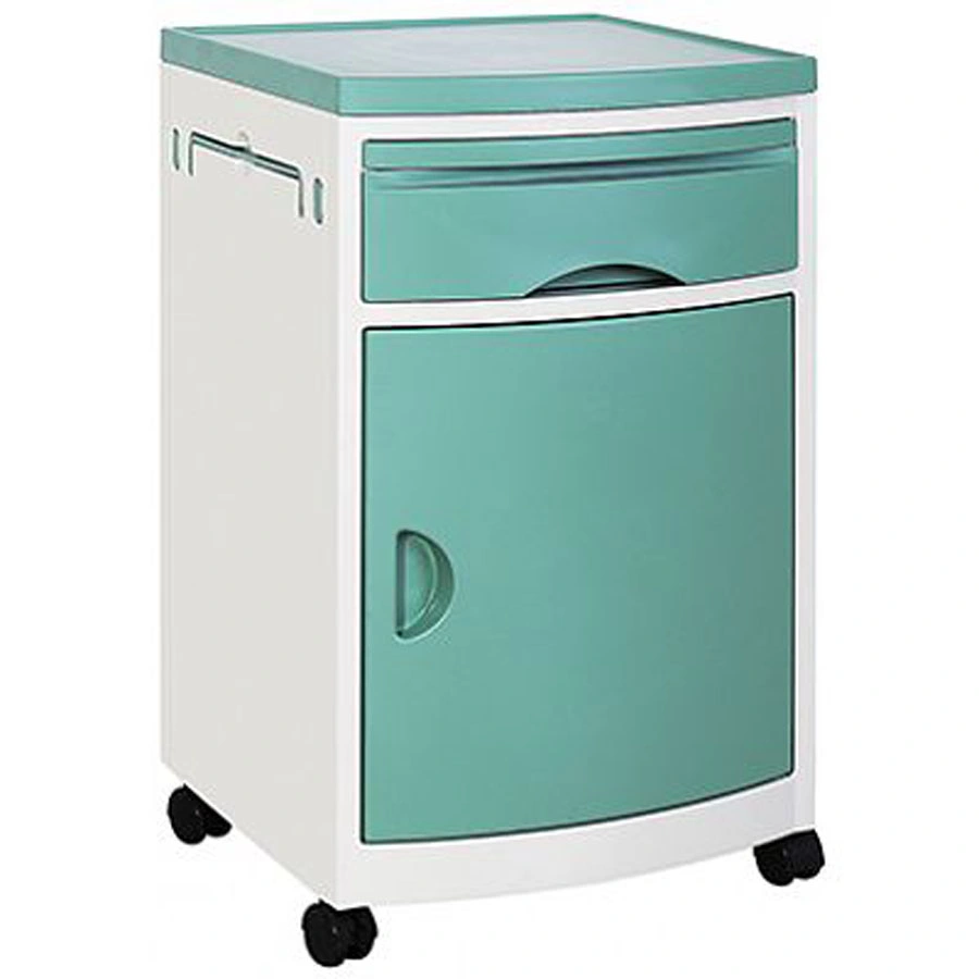 ABS Hospital Room Ward Room Furniture with Wheels Movable Plastic Medical Bed Bedside Table