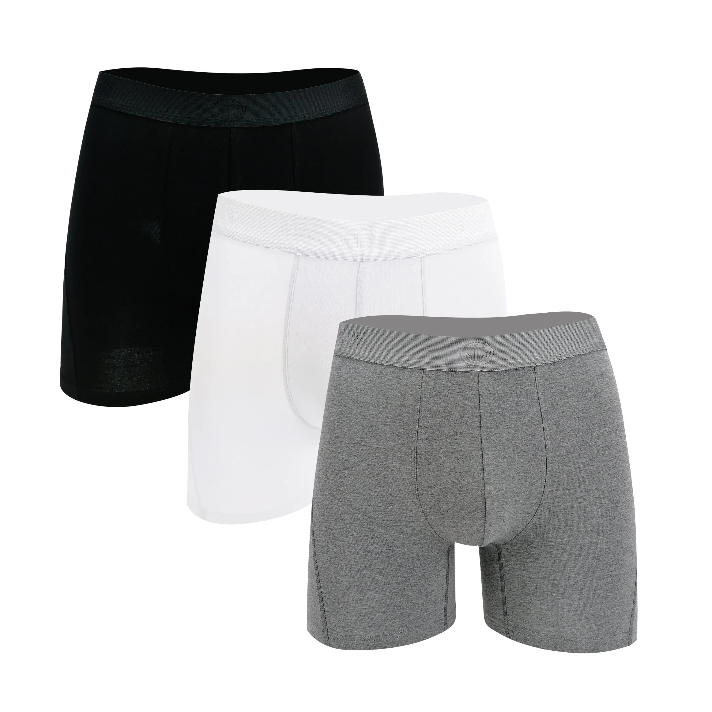 Boxers moulants en coton respirant de couleur unie en gros pour hommes.