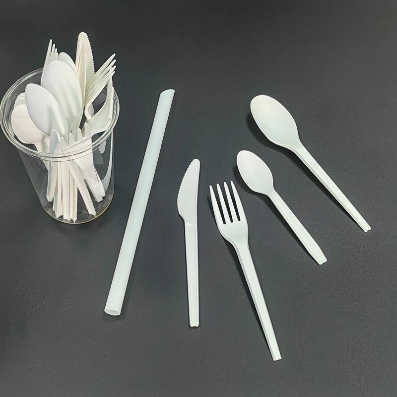 Disposable Eco-Ffriendly Lunch Dessert Ice-Cream PLA Plastic Knife Spoon Fork Cutlery