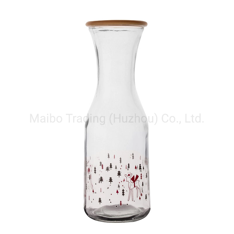 Middle Size Glass Carafe Pot Bottle 600ml Custom Logo Cold Water Milk Drinking Glass