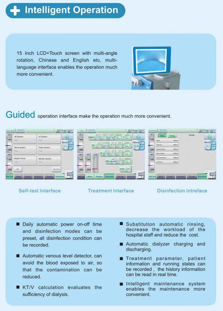 My-O002c Medical Hemodialysis LCD Touch Screen Dialysis Machine for Sale