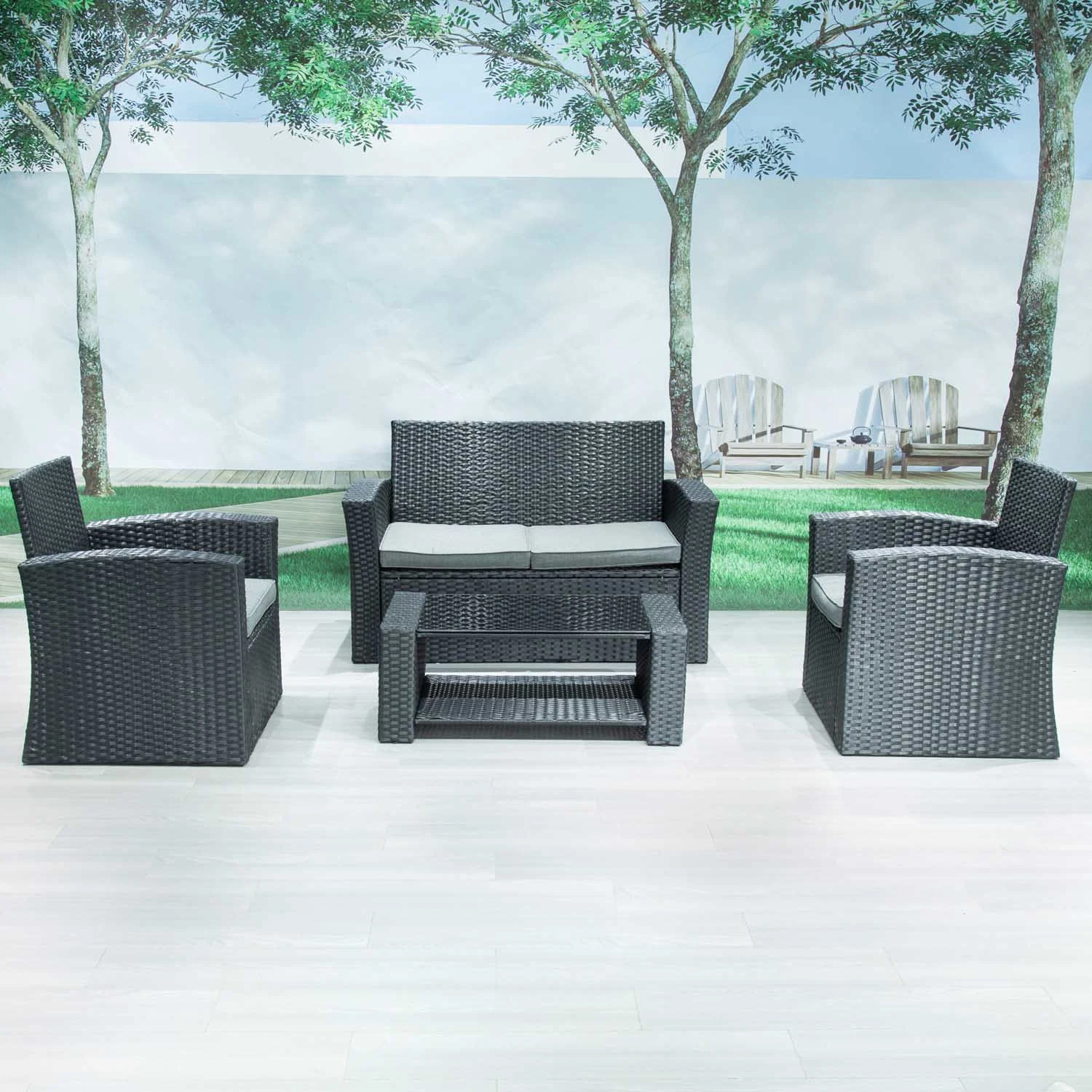 All Iron Disassembly Rattan Sofa Furniture Four Piece Set
