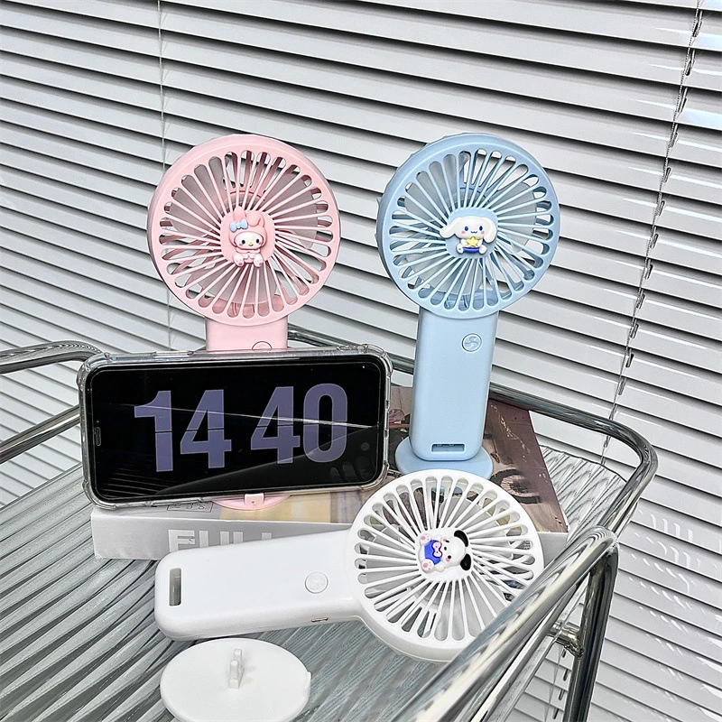 Ruunjoy Kawaii Sanrio Electric Fan Summer Cool Toy Anime Cartoon Cinnamoroll Kuromi Handheld USB Desktop Holder Portable Fan Gifts