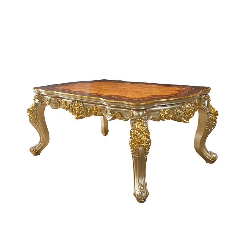 Royal Gold Edge Home Decoration Wooden Living Room Furniture Coffee Table