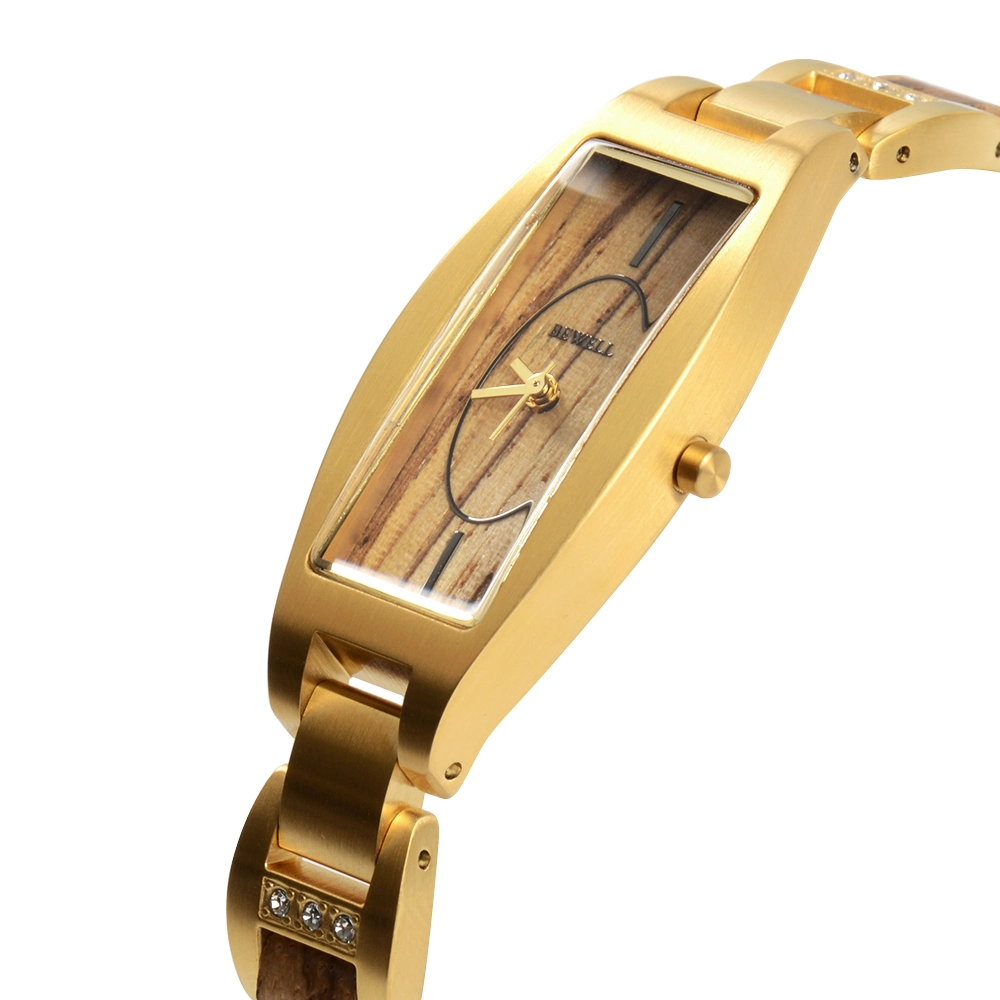 Custom Logo Men Wristband 3ATM Water Resistant Stainless Steel Case with Wood Strap Men Wooden Watch